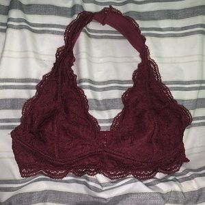 Red Velvet Lace Halter Bralette